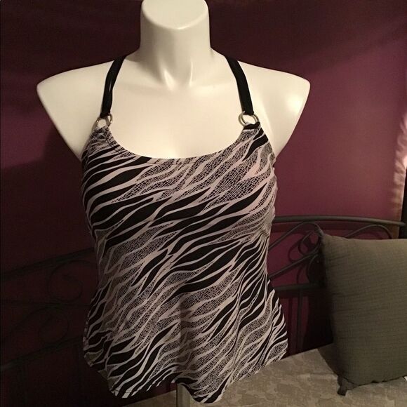 JACALYN Smith‎ Black and White Swimsuit Top Size 10 - Picture 2 of 8